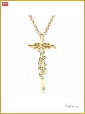 14K Gold Plated Faith Cross Y Necklace Infinite Pendant